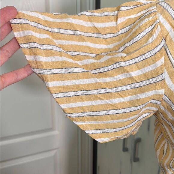 Altar'd State Yellow, Grey and White Striped Romper Lined - Picture 7 of 14